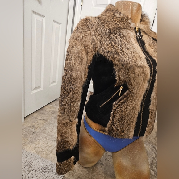 Marciano Genuine Suede Leather & Rabbit Fur Womens Jacker Size M - Picture 2 of 10